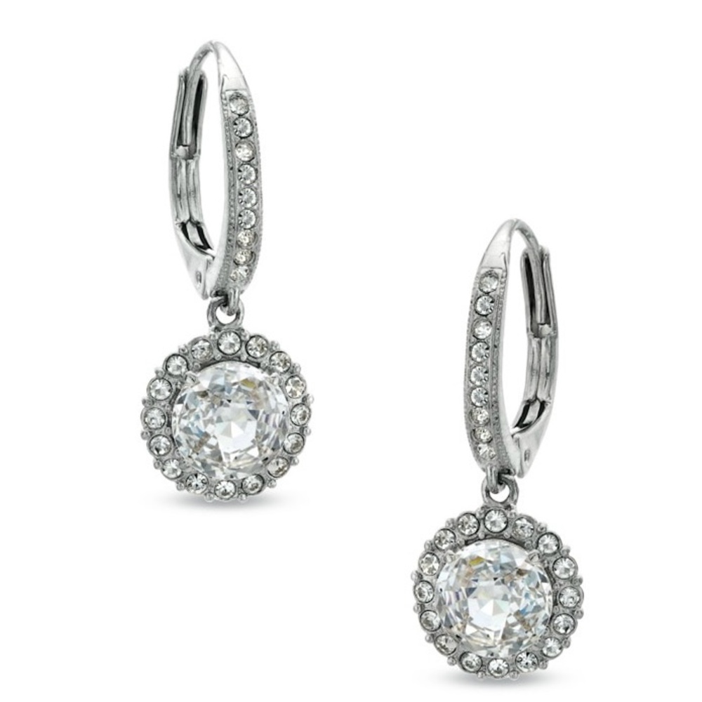 Nordstrom Nadri Ava Classic 1” Crystal Drop Hoop Earrings - Rhodium Plated
